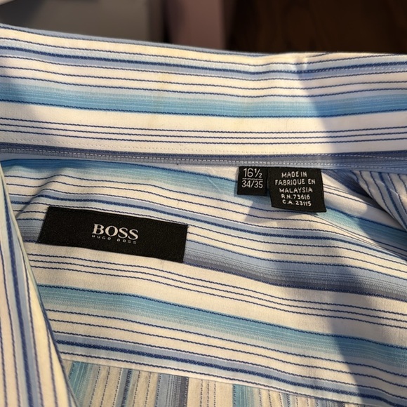 Men's Hugo Boss button down multi-color striped long sleeve shirt 16.5 34/35 - Picture 5 of 6